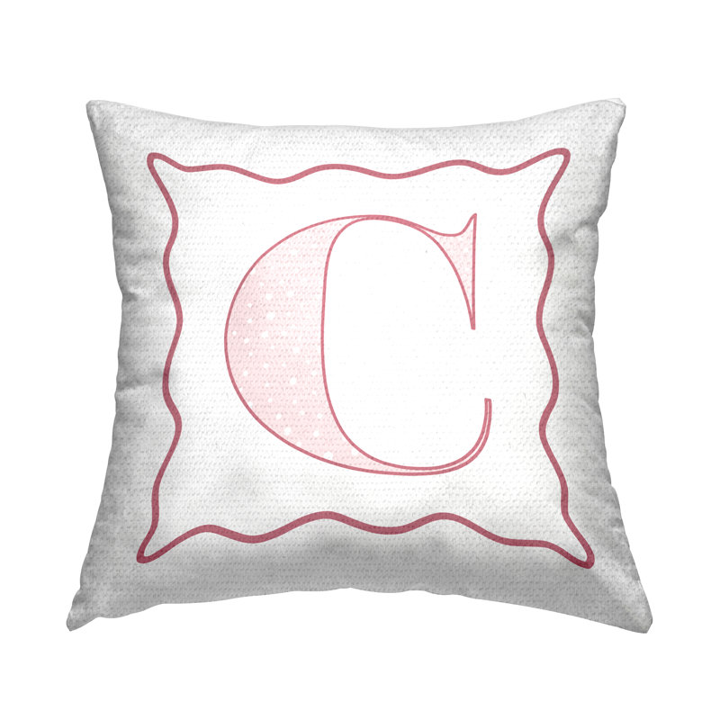 Coussin décoratif à pois rose lettre intérieur / extérieur, C