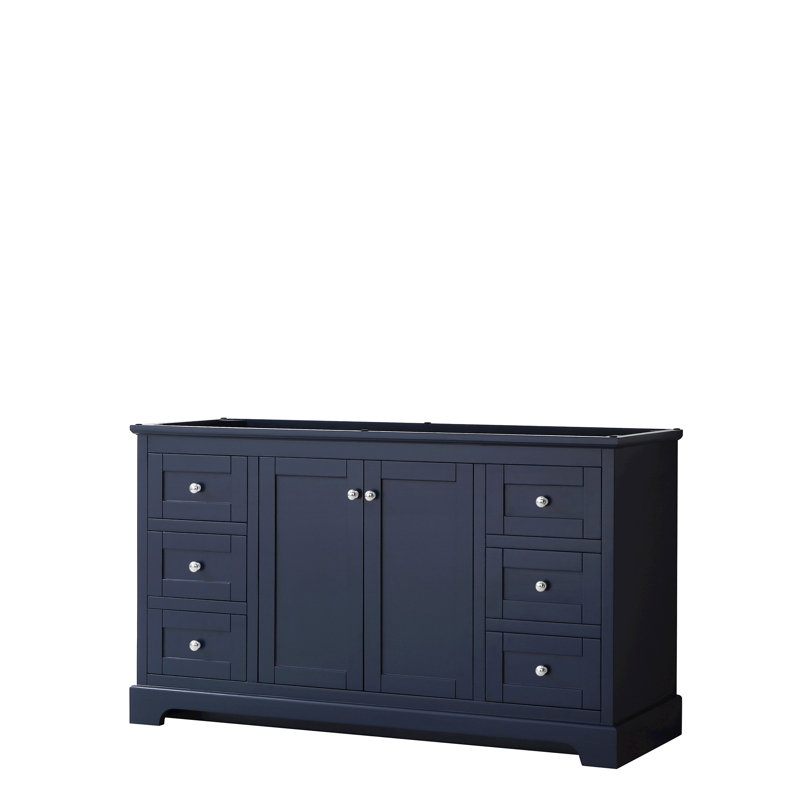 Base de meuble-lavabo simple 59 po Avery seulement, Bleu foncé / chrome poli