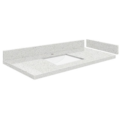 42.5'' Quartz Single Vanity Top with Sink and 1 Faucet Holes -  Transolid, VT42.5x22-1RU-SNO-1