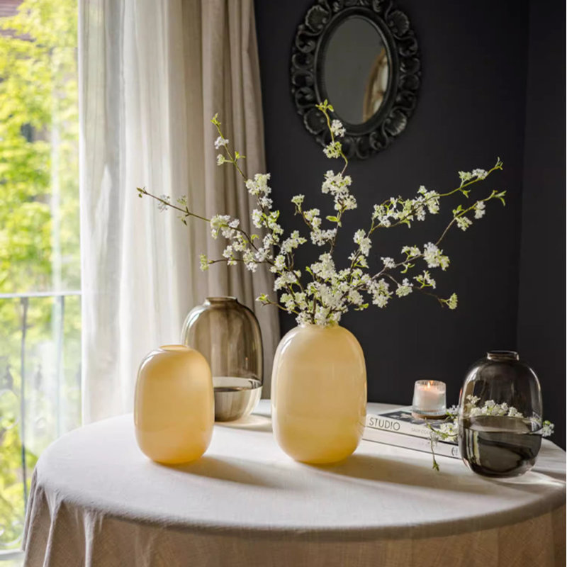 Glass Table Vase, 11.8" H x 7.87" W x 7.87" D, Yellow
