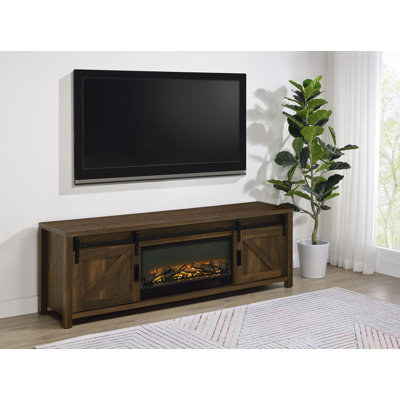 Enfield 71-Inch TV Stand Fireplace Media Console Dark Pine by One Allium Way