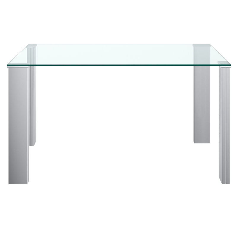 Hudaifa Glass Top Metal Base Dining Table