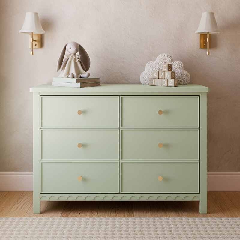 Commode double 6 tiroirs Sasha, Vert