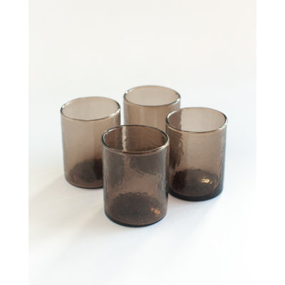 Petits verres recyclés martelés S / 4 - ambre