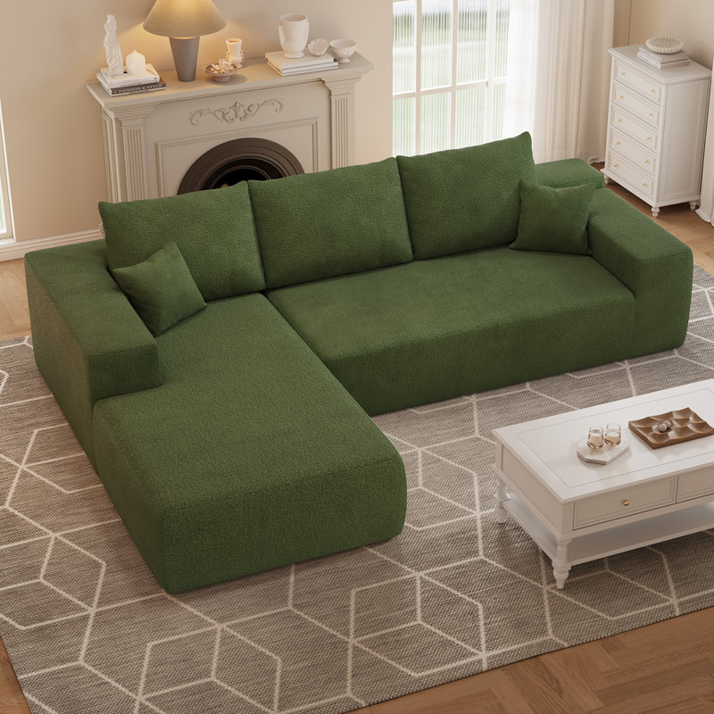 2-piece No Assembly Required Compression Packed Cloud Fleece Sectional, Left Hand Facing