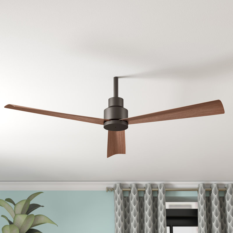 44" Simple 3 - Blade Outdoor Propeller Ceiling Fan with Remote Control, Oil Rubbed Bronze