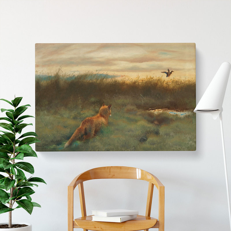 Fox And Duck by Bruno Liljefors - Wrapped Canvas, 35cm H x 50cm W x 3cm D