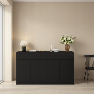 Sideboard Buffet Cabinet With Storage,Large Kitchen Storage Cabinet With 2 Drawers And 4 Doors, Wood Coffee Bar Buffet Table For Kitchen Dining Room