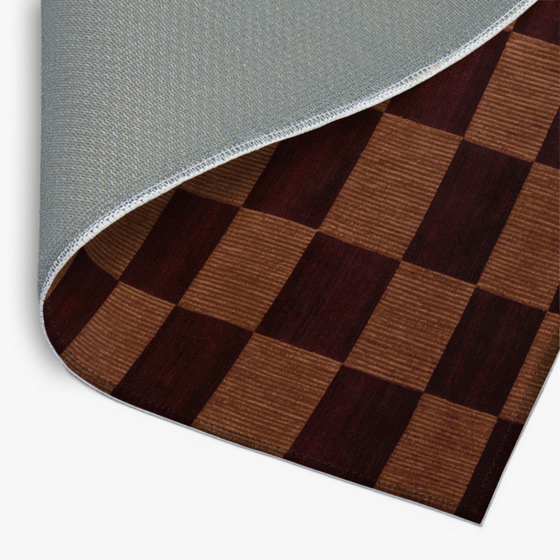 Checkered Brown Indoor and Outdoor Area Rug, Rectangle 4' x 6'