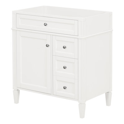 30'' Bathroom Vanity, 3 Drawers, Cabinet Door Organizer, Adjustable Shelf, Tip - Out Drawer, Diverse Storage, Modern Design, Exquisite Roman Leg White Solid Wood For Storage Upgrade Smooth Metal