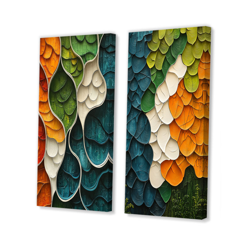 Biomorphism Earth Ephemeral Pathway I - Abstract, art mural 2 pièces, 28" H x 25" W, Wrapped Canvas