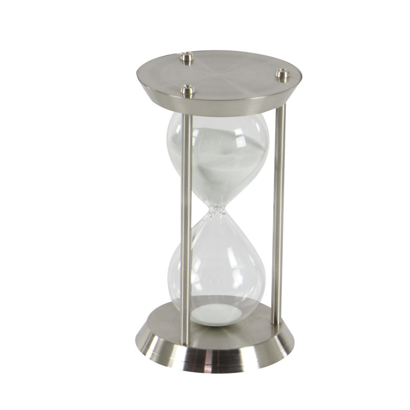 Elegant Silver Metal and Glass 12" Hourglass Sand Timer