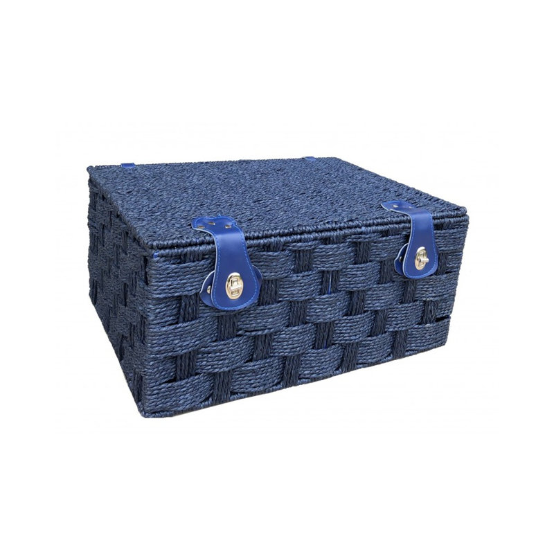 Paper Rope Picnic Basket, 21cm H x 45cm W x 34cm D, Blue