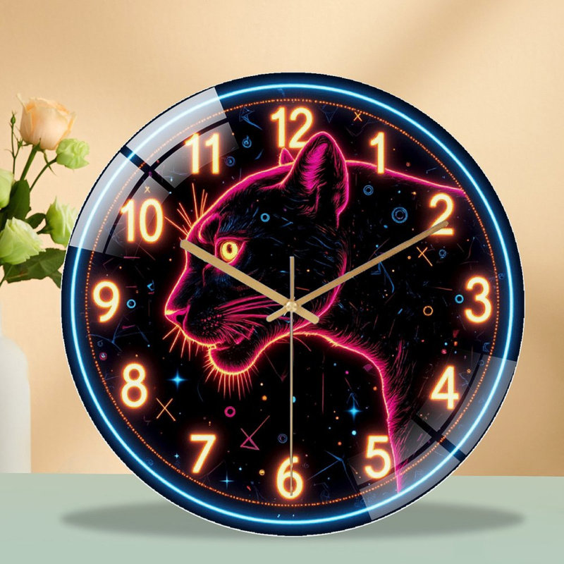 Horloge murale Neon Panther