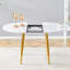 With a clever retractable mechanism, the White Pattern MDF table top and gold metal legs and has a smooth and delicate surface.The unique look creates the sleek silhouette of a modern home.