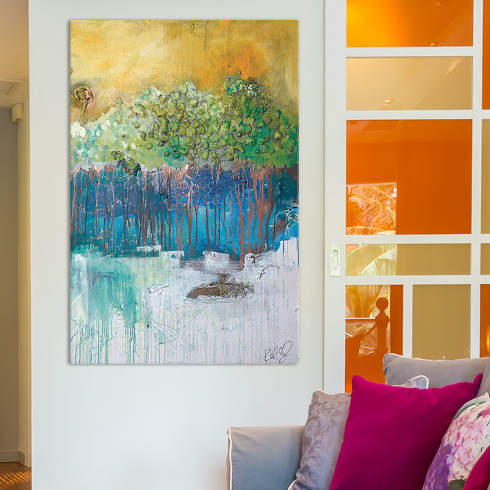 « dimensionnelle trees ii », art mural sur toile tendue, H 26 po x l 18 po x P 1,5 po, Toile tendue, Pas de tapis