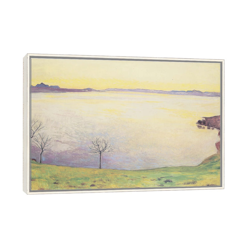 Lac Léman vu de Chexbres - 1911 - Reproduction d'art mural - Toile encadrée, 60" x 40", Toile avec cadre, Distressed White