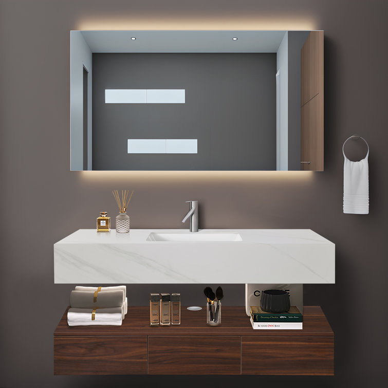 Barnabe 47.2'' Wall Mounted Single Bathroom Vanity with Stone Vanity Top