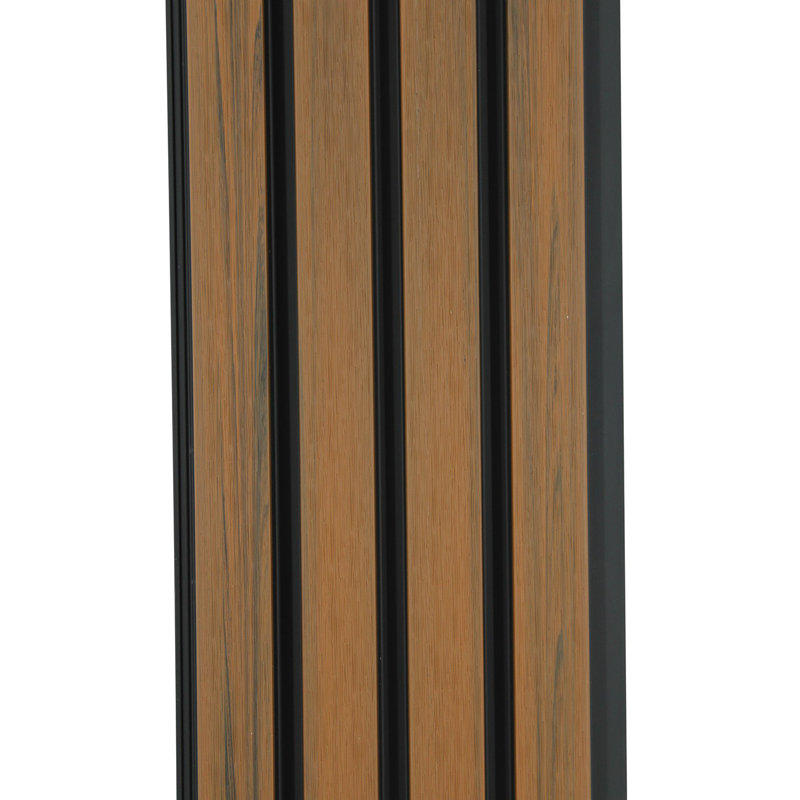 94.5" X 8.5" Outdoor European Siding System Composite Board Panelling, Weatherproof And UV-Resistant, Teak B Black Gap