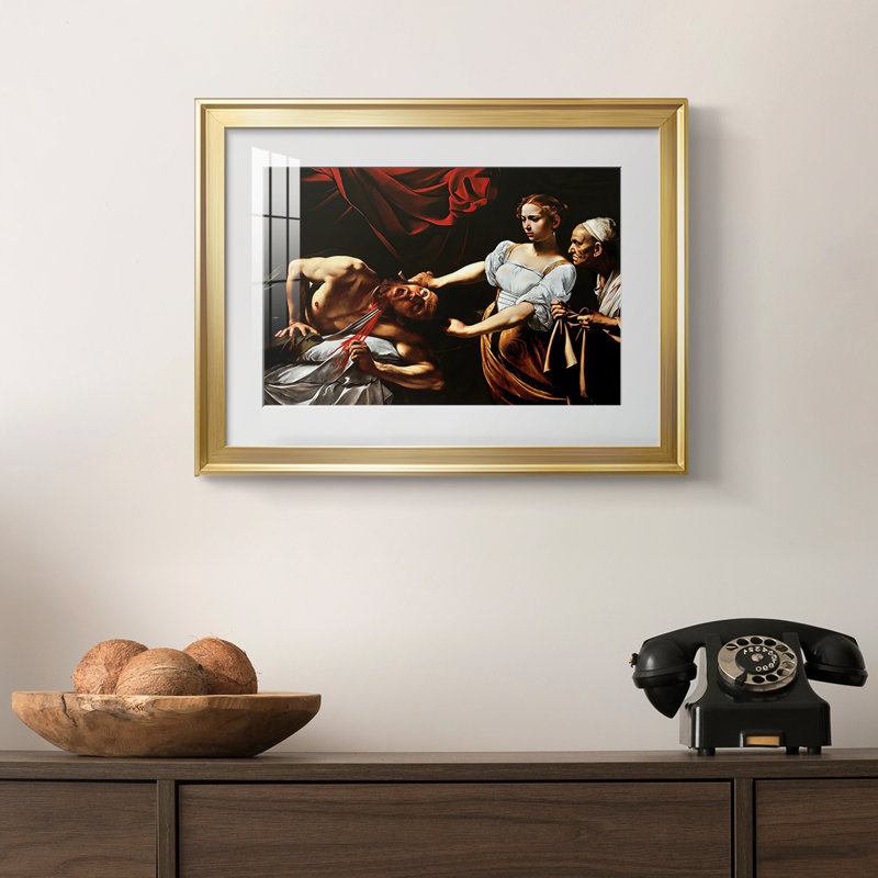 «Judith Beheading Holofernes-Caravaggio», reproduction encadrée avec passe-partout et verre 1599-1602, 18,5 x 24,5, Or