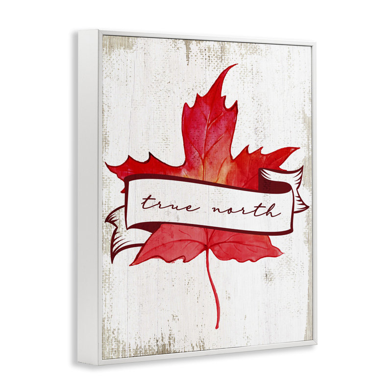 Giclée encadrée True North Maple Leaf, design par Lil 'Rue, H 30 po x l 24 po, Estampe numérique encadrée blanc bord de mer