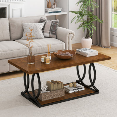 2 Tier 42 inch Modern Coffee Table with Storage, Center Table For Living Room by 17 Stories