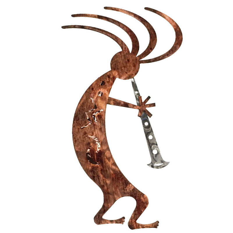 Meyerdirk, art mural sud-ouest en acier Kokopelli - cuivre, Cuivre
