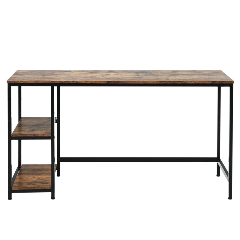 Wooden Computer Desk with Adjustable Shelf, 29.5" H x 55" W x 24" D, Coffee