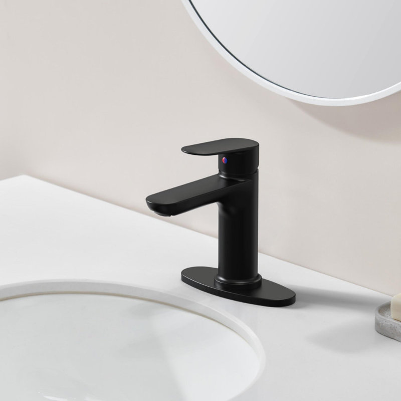 Robinet de lavabo de salle de bain monocommande en zinc, Noir mat