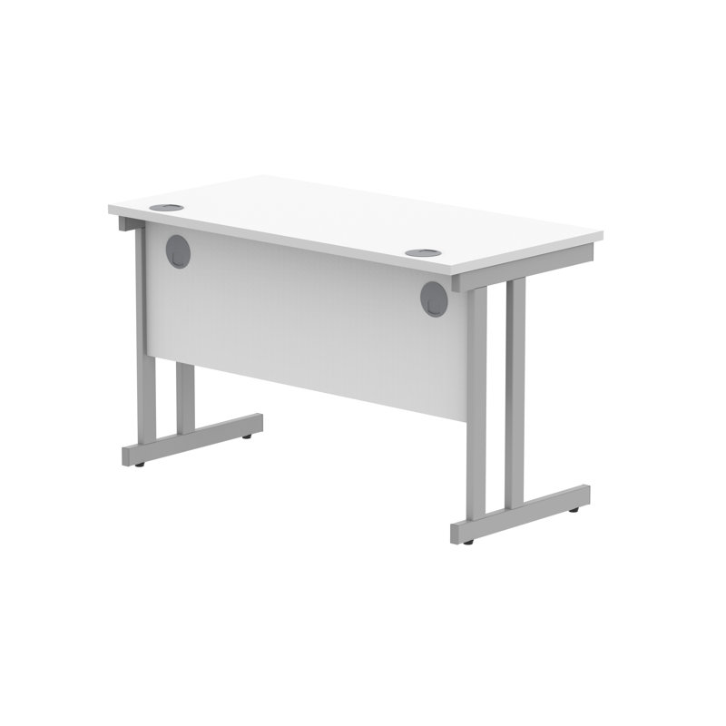 Kelson Steel Writing Desk, 73cm H x 120cm W x 60cm D, Silver, White