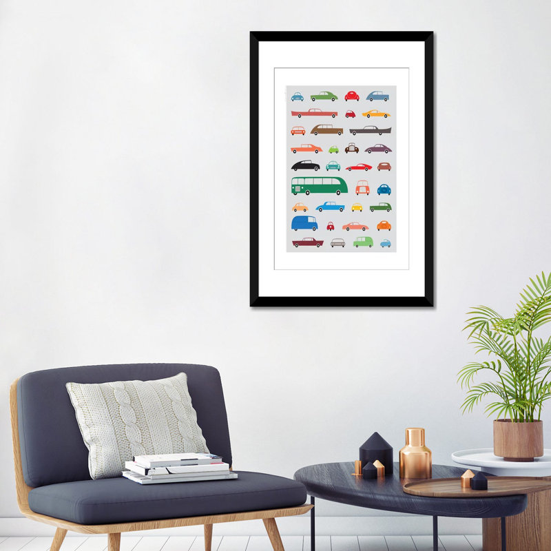 «Cars», impression sur toile tendue, H 32 po x l 24 po x P 1 po, Papier d'art encadré noir, Blanc