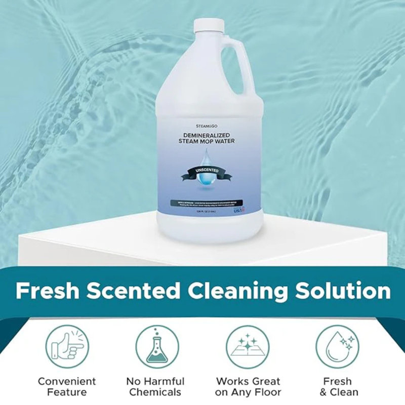 Steam & Go Demineralized Water - Multisurface Cleaner, PVC-Free Ready-to-Use for Mops & Floor Steamers - Ideal for Kitchen, Bathroom, & Home Surfaces - Clean Ocean Scent - 128 fl oz (1 gal)
