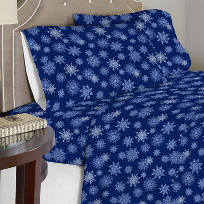 Snow Flakes Flannel Abstract Sheet Set