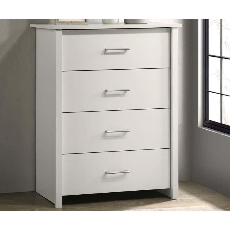 Commode 4 tiroirs avec poignées l 32 ", Blanc