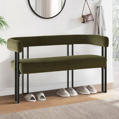 49" Armrest Upholstered Waterfall Entryway / Beroom / Living room Bench
