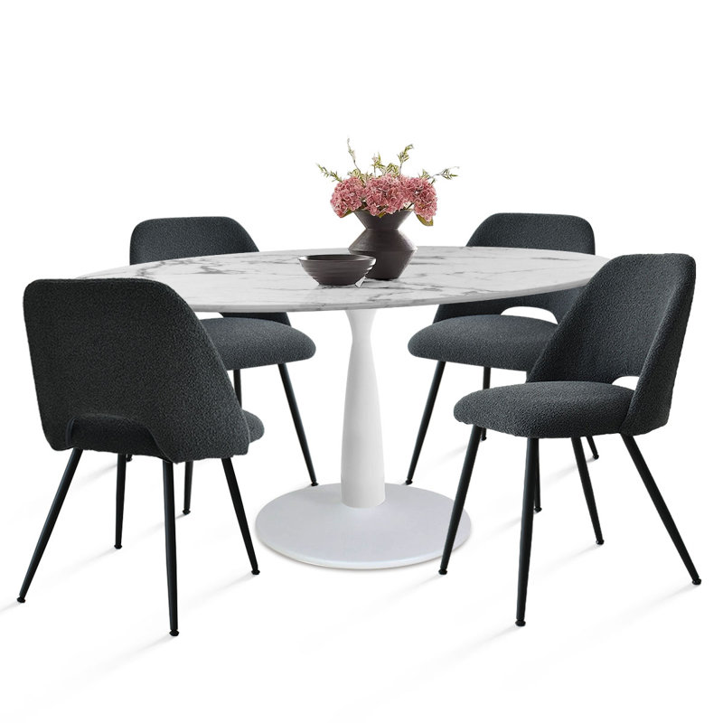 Ensemble de table de salle à manger 5 pièces Chaena, Noir