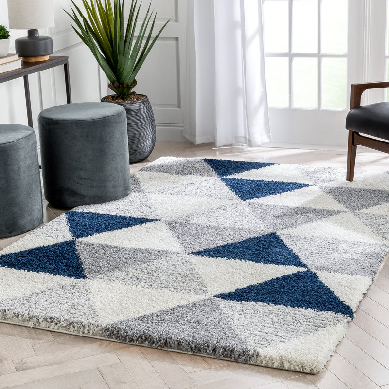 Arden Power Loom Navy Blue/Grey Rug, Rectangle 160 x 220cm