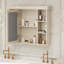 Bathroom Mirror Cabinet - Versatile Storage Solution Beige Cream 35.51'' X 28.07' Modern Concealed Privacy