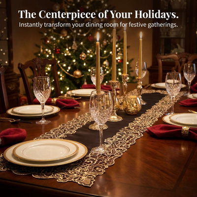 Onetha Elegant Table Runner and Placemats of Granada Collection for Stylish and Luxurious Christmas Decor