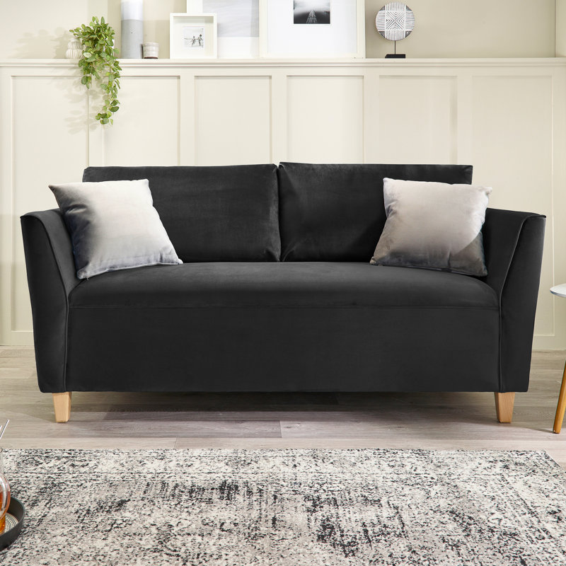 Auralane 3 Seater Upholstered Sofa, Black