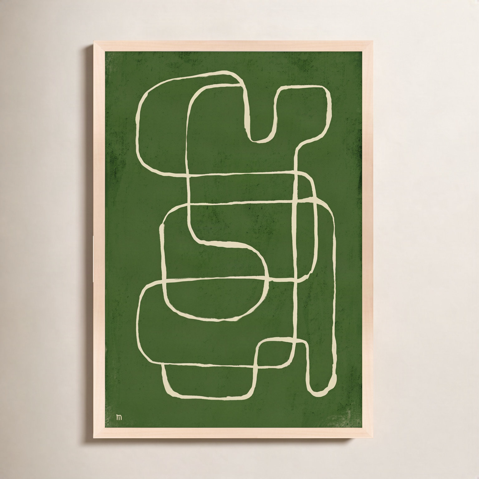 Line Works 1 by Studiom, 30" H x 21" W x 1.25" D, Maple Framed Paper