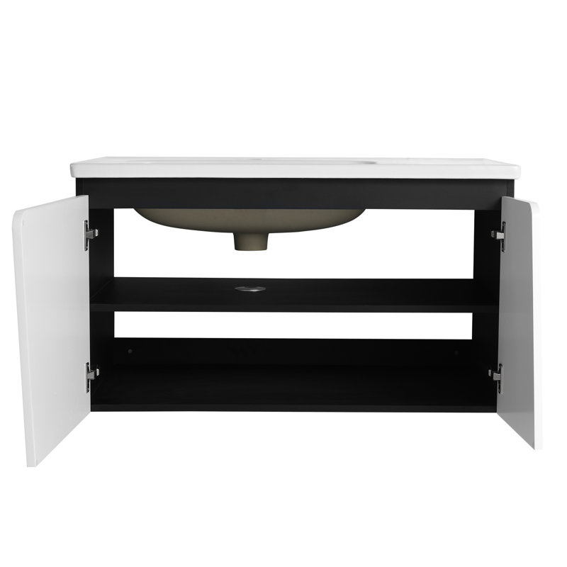 Floating Wall-Mounted Bathroom Vanity With Single Sink