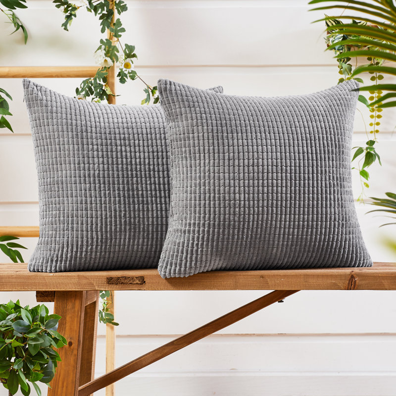 Kenley Citronella Square Throw Pillow Cover, Light Grey, 66cm H x 66cm W x 1cm D