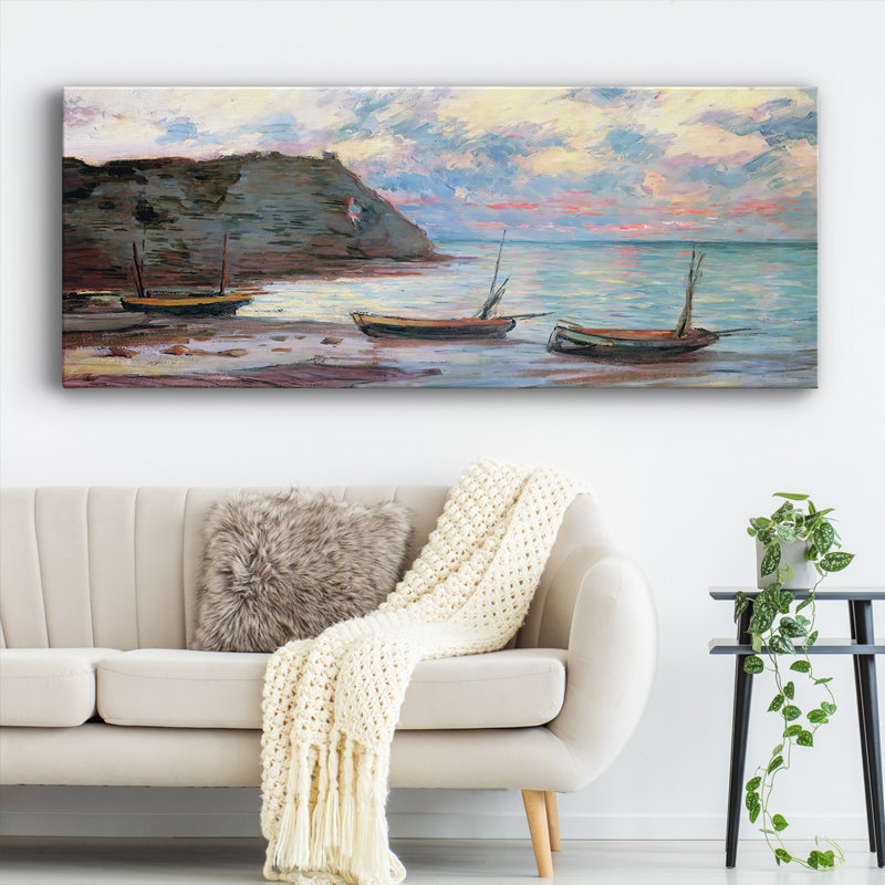 Coucher de soleil à Etretat, 1885, reproduction sur toile, H 8 po x l 20 po x P 1,5 po