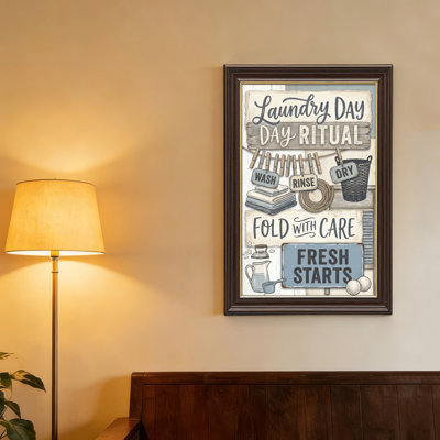 Art mural antique sur toile encadré doré pour le salon, la chambre à coucher, le bureau ou le vestibule - Décoration murale décorative avec jour de lessive