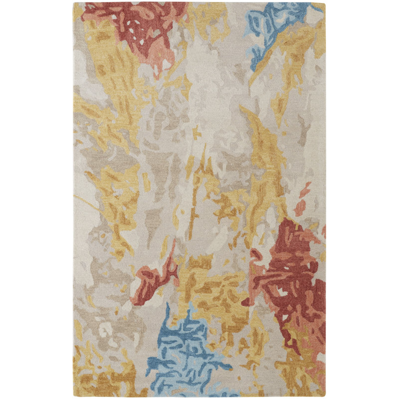 Wool Abstract Indoor Rug, Rectangle 4' x 6'