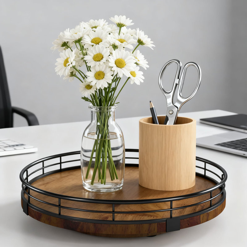 Plateau tournant en bois pour meuble-lavabo, comptoir de cuisine et bureau, Brun