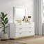 Miroir de commode Caer, cadre en bois blanc avec verre biseauté, 35 pouces-114733177