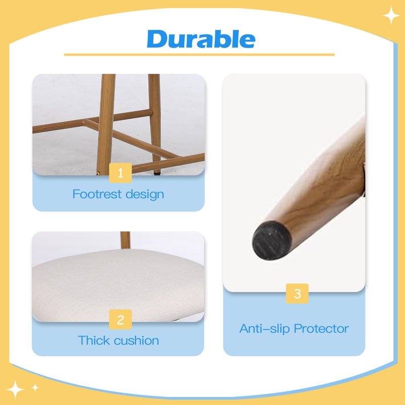Ensemble de 4 tabourets de bar à hauteur de comptoir, tabourets de bar rembourrés avec pieds en métal pour îlot de cuisine