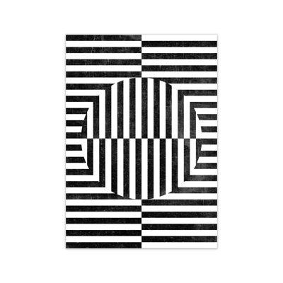 BW Geometric Abstract With Grunge - Print